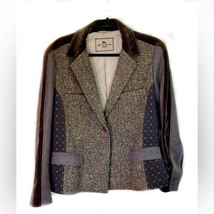 Vintage Etro Women's Multi-Gray Colorblock Wool Jacket, 48, 12